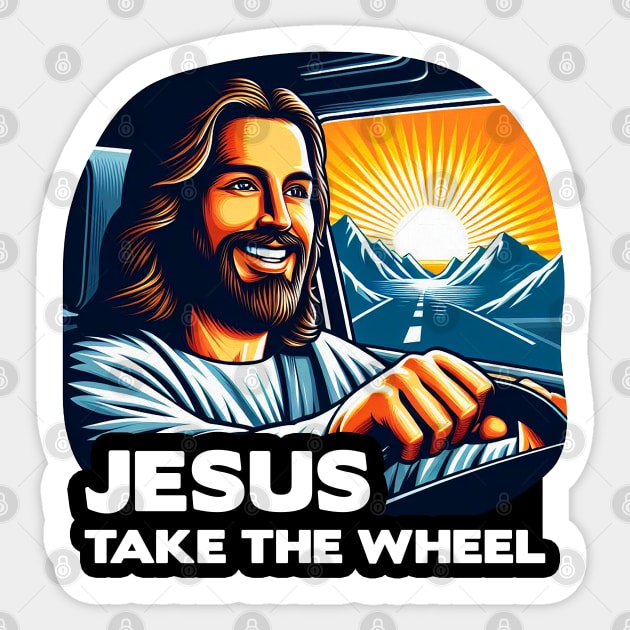 Jesus Take The Wheel Sticker by Plushism